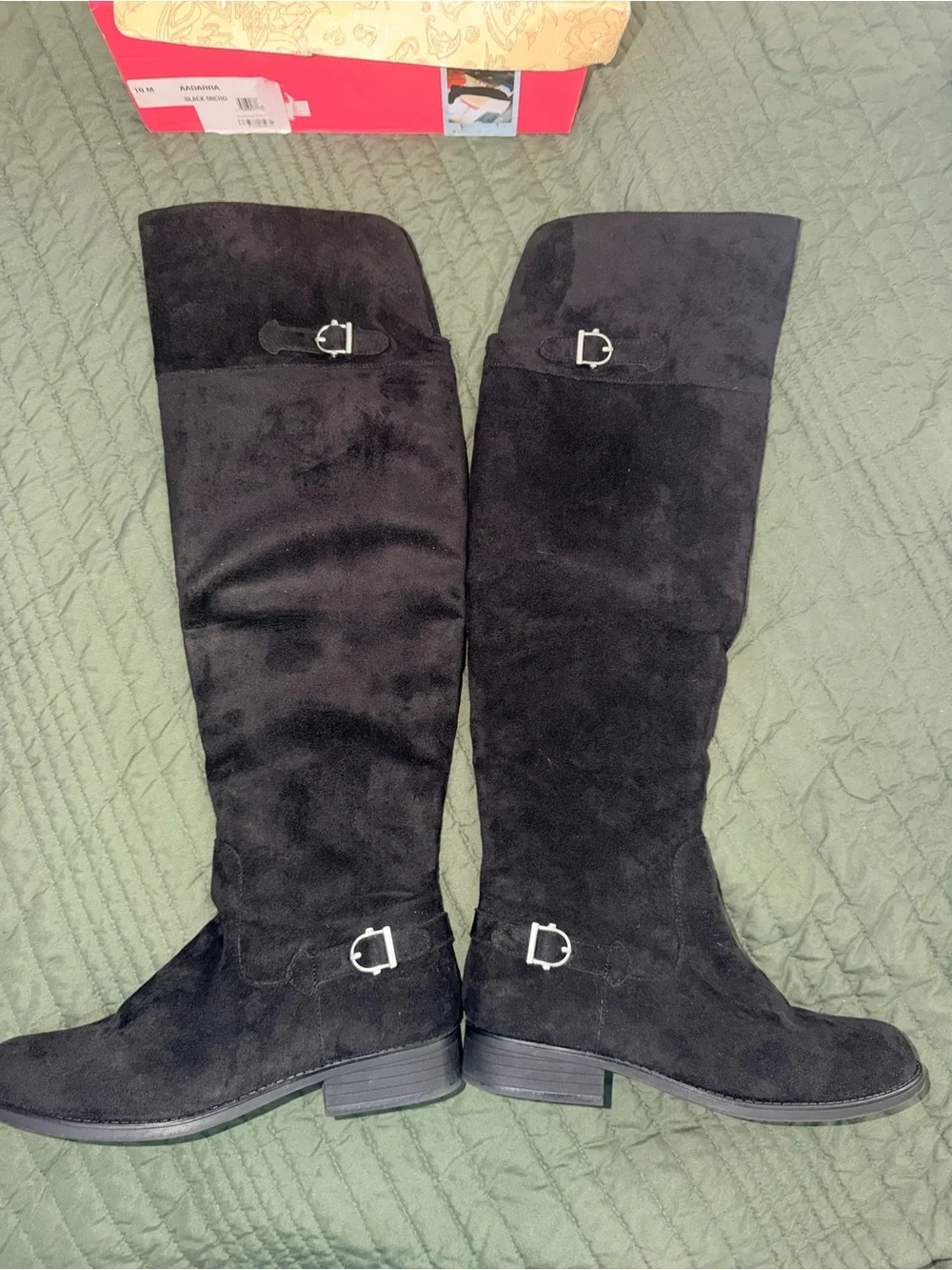 Arizona Jean Company Black Over-the-Knee Suede Boots with Buckle